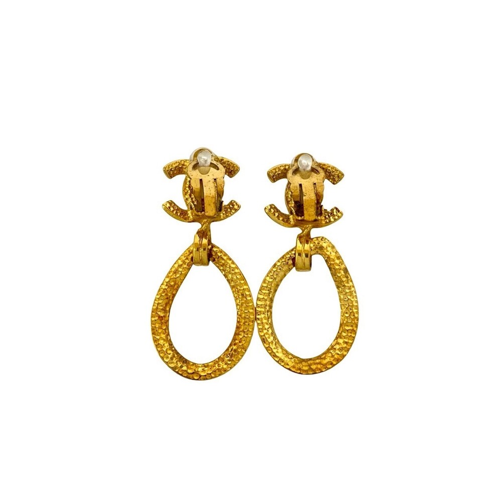 CHANEL Vintage Gold Logo Earrings - Picture 6 of 6